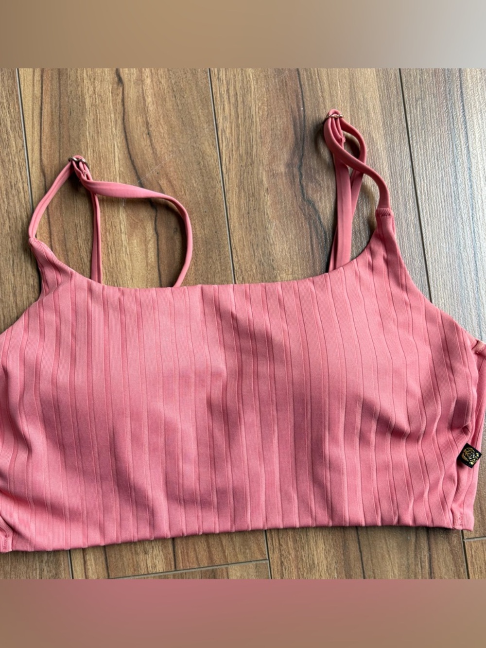 La Vie En Rose - Coral Ribbed Swim Top